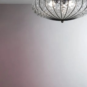 Plafonieră SIRU ACCADEMIA 3xE27/60W/230V transparent/negru sticlă venețiană