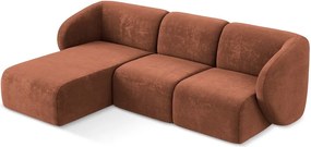 Colțar teracotă cu tapițerie din chenille (cu colț pe partea stângă/cu șezlong) Lani – Makamii