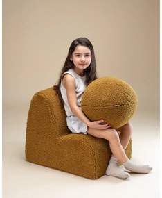 Fotoliu de copii maro cu tapițerie din țesătură bouclé Cloud – Wigiwama