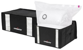 Cutii de depozitare pentru haine 2 buc. din material textil cu vacuum/cu pereți întăriți 50x65x27 cm Black Edition – Compactor