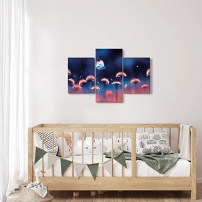 Tablou cu păpădii cu fluture albastru (90x60 cm)
