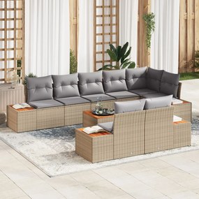 vidaXL Set de canapele pentru grădină cu pernă 9 pcs Bej Rattan poli
