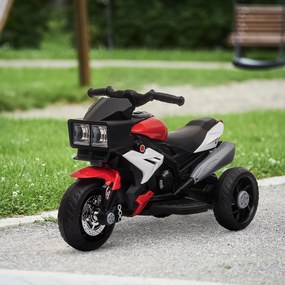 Motocicleta Electrica pentru Copii 3-5 Ani (max. 25kg) cu 3 Roti, Lumini si Sunete, Bateria 6V, Rosu, 86x42x52cm HOMCOM | Aosom RO