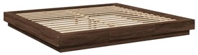 3281076 vidaXL Cadru de pat cu lumini LED stejar maro 200x200cm lemn prelucrat