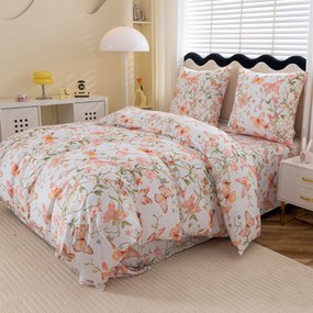 Lenjerie de pat din microfibra ORANGE BUTTERFLY alb Dimensiune lenjerie de pat: 2 buc 70 x 80 cm | 160 x 200 cm