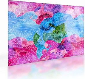 Tablou pe sticlă - Valuri colorate (70x50 cm)