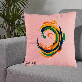 Perna Decorativa Vortex Abstract Colorat, 40x40 cm, Roz, Husa Detasabila, Perna Inclusa, BEKZ®