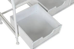 Cuier vintage de hol din metal, finisaj alb antichizat, 110×36×186 cm, „Merej"