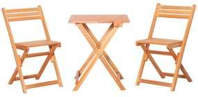 Outsunny Set Mobilier de Grădina din Lemn de Teak, 3 Piese, Masa și Scaune Pliabile, Rezistent la Intemperii, Design Natural | Aosom Romania