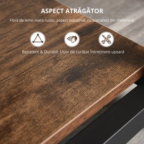 Biblioteca in Stil Industrial Vintage cu 6 Rafturi din Lemn si Metal Negru, 80x30x180cm HOMCOM | Aosom Romania