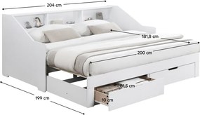Patul extensibil, alb, MONETA