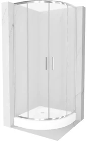 Cabină de duș Mexen Rio semicirculară 70 x 70 cm, sticlă mată, crom + cadă Rio, alb - 863-070-070-01-30-4710