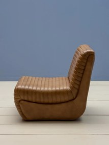 Fotoliu din piele naturala maro cu cusături canelate, 71×59×84 cm, „Aston"