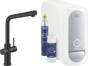 Baterie bucatarie Grohe Blue Home pipa tip L si Starter Kit negru mat