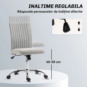 HOMCOM Scaun Birou Rotativ Fără Cotiere Înălțime Reglabilă Țesătură Gri | Aosom Romania