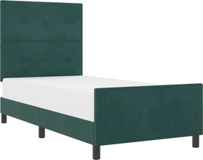vidaXL Pat cu arcuri cu headboard Verde închis 90 x 190 cm Catifea