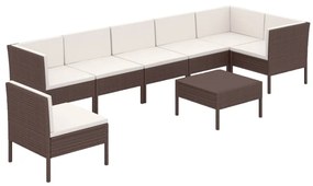 3094387 vidaXL Set mobilier de grădină cu perne, 8 piese, maro, poliratan