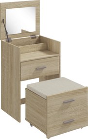 HOMCOM Masă de Toaletă cu Oglindă Rabatabilă, Natural | Aosom Romania