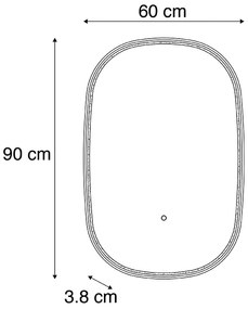Oglindă de baie cupru cu LED, cu dimmer în 3 trepte cu atingere ovală - Miral