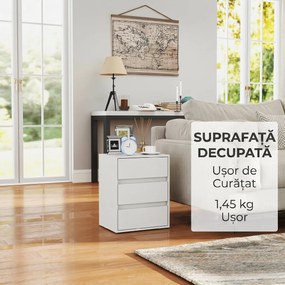HOMCOM Comodă Modernă pentru Dormitor cu 3 Sertare, 40x30x50,5 cm, Alb | Aosom Romania