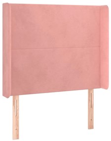 Pat continental cu saltea  LED, roz, 80x200 cm, catifea Roz, 80 x 200 cm, Design simplu