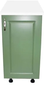 Corp inferior cu 1 Usa Zebra, Alb/MDF Verde, si blat Alb 40 x 85 x 60
