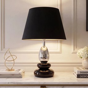Lampa de masa decorativa STONES OF ZEN 45cm negru argintiu