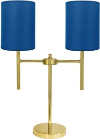 Lampa de masa din alama cu abajur albastru Sofis