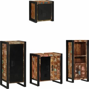 vidaXL Set de mobilier pentru baie cu raft 4 pcs Lemn recuperat masiv