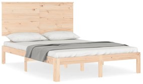 3193631 vidaXL Cadru de pat cu tăblie, dublu mic, lemn masiv