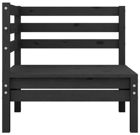 Set mobilier de gradina, 4 piese, negru, lemn masiv de pin Negru, 1