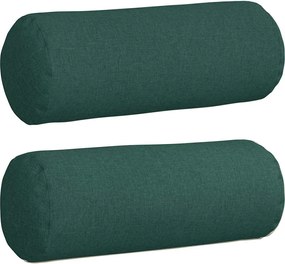 vidaXL Perne Bolster 2 pcs Verde închis Ø 25 x 70 cm țesătură