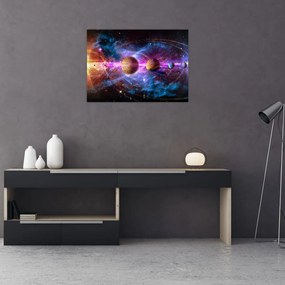 Tablou pe sticlă - Sistemul solar (70x50 cm)