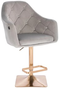 HR831KW  Scaun Catifea Gray cu Bază Aurie