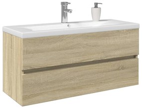 vidaXL Set mobilier de baie, 2 piese, ceramică și lemn prelucrat