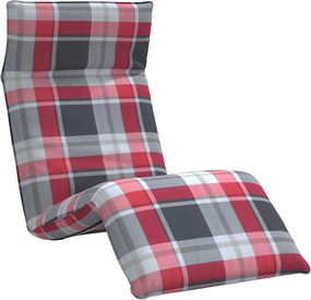 vidaXL Șezlong pliabil, model în carouri roșu, 175x54x8,5 cm