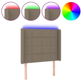 vidaXL Tăblie de pat cu LED, gri taupe, 103x16x118/128 cm, textil