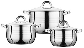 Set Vase Gătit din Inox, 6 Piese, Capacități 3.8 - 2 Litri, Bază 3 Straturi (Inducție), Capace din Sticlă Termorezistentă