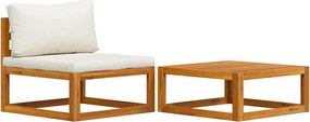 vidaXL Set canapea de grădină cu perne, 2 piese, lemn masiv de acacia