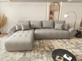 Colțar extensibil dumonde cu ladă de depozitare si sezut confortabil din spuma high-density, Berlin XL Enjoy Grey 350x185 cm