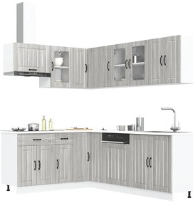 vidaXL Set de dulapuri de bucătărie 11 piese „Lucca” lemn Sonoma gri