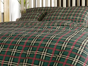 Set 2buc Lenjerie cocolino GLENMOORE verde + Cearsaf Cocolino microplus cu elastic SOFT 180x200 cm alb, pat dublu