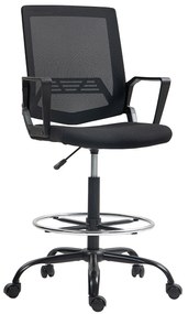 HOMCOM Scaun de birou, chaise bureau ergonomique cu înălțime și suport pentru picioare reglabile, 66,5 x 70,5 x 118-139,5 cm, negru | Aosom Romania