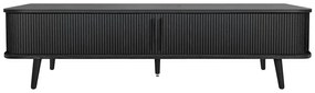 Comodă TV neagră cu aspect de lemn de stejar 178x50x40 cm Rove – Woodman