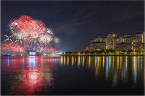 Tablou cu artificii in Singapur (90x60 cm)