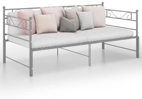 324772 vidaXL Cadru pat canapea extensibilă, gri, 90x200 cm, metal