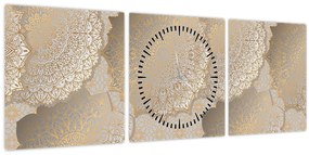 Tablou - Mandale în tonuri aurii (cu ceas) (90x30 cm)