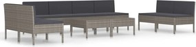 vidaXL Set mobilier de grădină cu perne, 10 piese, gri, poliratan