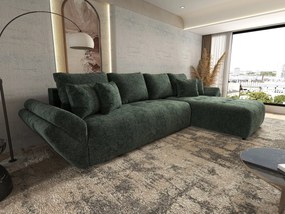 Colțar extensibil dumonde cu ladă de depozitare si sezut confortabil din spuma high-density, Berlin XL Euphoria Green 350x185 cm II