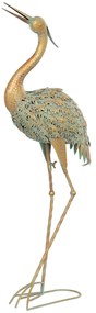 Outsunny Sculptură de egretă în metal pentru grădină exterioară 90 cm, multicolor | Aosom Romania